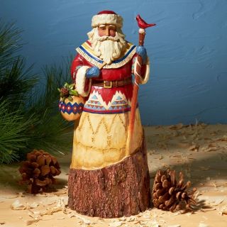 Jim Shore Heartwood Creek Christmas Figurine Lodge Santa with Cardinal