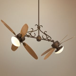 Casa Nova Rattan Dual Head 2 Light Outdoor Ceiling Fan   #V0203 V0207