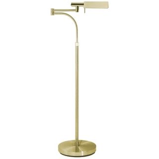 Sonneman E Tenda Satin Brass Swing Arm Pharmacy Floor Lamp   #03768