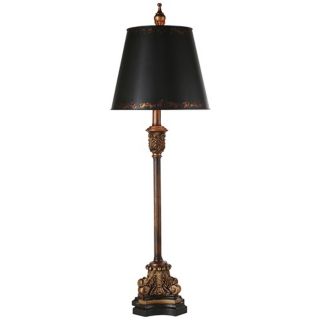 Montmartre Black and Antique Gold Scroll Buffet Lamp   #V3309