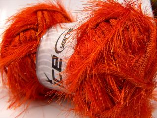 400 GR Ice Jumbo Eyelash Hand Knitting Yarn Orange