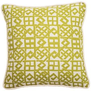 Modern Lattice Green and Natural 18" Square Throw Pillow   #T6209