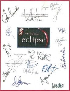 Twilight Eclipse Movie Script Signed 18x rpt Robert Pattinson Taylor