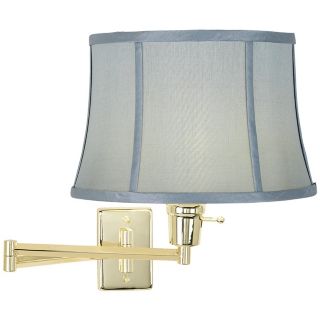 Brass with Spa Blue Shade Plug In Swing Arm Wall Lamp   #79553 51755