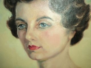 Vintage Portrait Woman 1960s Brown Hair Blue Eyes Mid Century