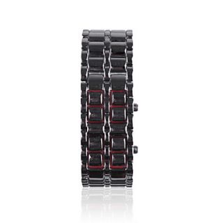 72 conduit de lumière rouge matrice montre en cuir / montre bracelet