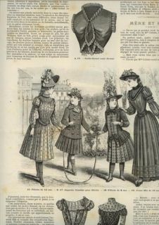 Original Salon Mode July 27 1889 Clothing Pattern