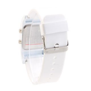 USD $ 4.83   White Silicone Band Square Frame Unisex Red LED Sports