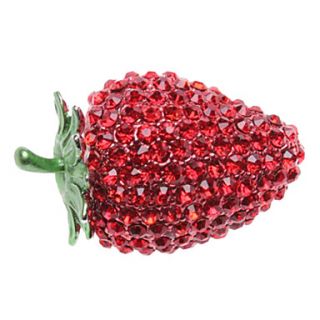 EUR € 4.77   Vivid Strawberry Crystal Alloy Broche, Gratis