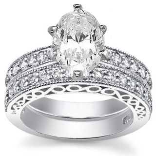 92 Ct Oval Cut Genuine Diamond Engagement Bridal Ring Band Set 14k w