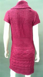 Say What Junior M Knit Tunic Knee Length Sweater Dress Pink Cap Sleeve