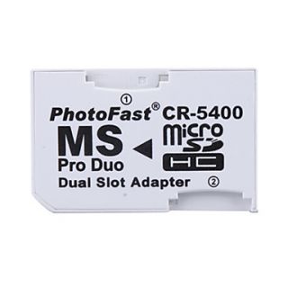 USD $ 2.69   Dual MicroSD/HC to MS Pro Duo Memory Card Adapter (White