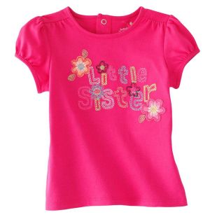 New Jumping Beans Toddler Girl Pink Shirt Flowers Little Sister 2 3