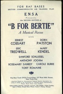Ensa Presents B for Bertie Musical Revue Program for RAF Bases 1940s