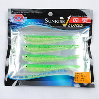 USD $ 4.19   108MM 3.8G Soft Lure Pack (4 Pieces Packed/Color Assorted