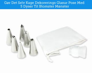 Gør Det Selv kage Dekorerings Glasur Pose med 5 blomsterdyse Sæt