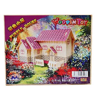 USD $ 5.79   Wooden 3D Puzzle Purple House Hut Toy for Kids (G P148