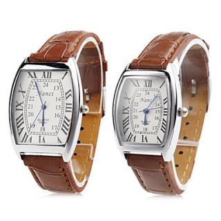 USD $ 7.19   Pair of Unisex PU Analog Quartz Wrist Watch (Brown),