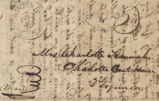 Stampless Letter   1846   Fragment   Kanawa CH., Va.