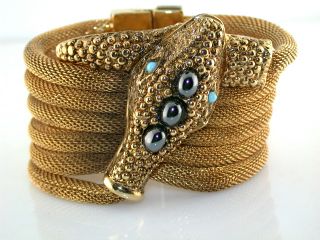 Designer Kara Ross Snake Jeweled Multi Strand Gold Plated Flexible