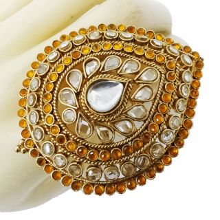 Jodha Akbar Style Kundan Polki Adjustable Ring Indian Traditional Wear