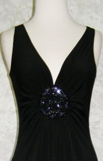 Maggy London Black Stretch Jersey Tank Dress 4 with Beaded Medallion