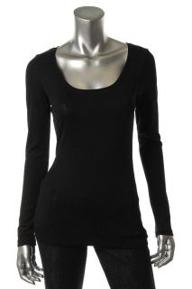 Karen Kane New Black Matte Jersey Scoop Neck Casual Top Shirt Blouse M