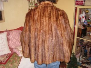 Vintage Ladies Mink Fur Short Open Swing Jacket Red Brown Lined 51K