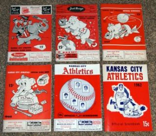 Kansas City Athletics Score Card Lot of 6 1956 1958 1959 1960 1961