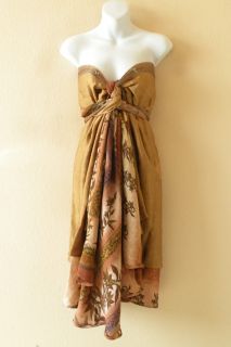 Vintage Silk Magic 34 Length Reversible Sarong Pareo Wrap Skirt Tube