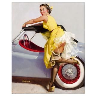 Wall Art  Posters  Classic Car Vintage Pinup Girl