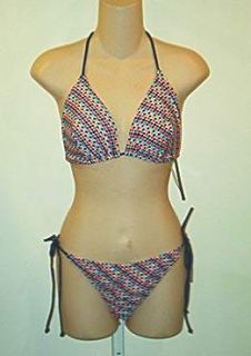 Bloomingdales Aqua Brand $116 Multi Triangle Bikini LG