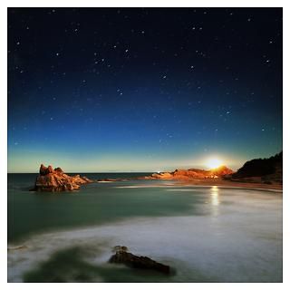 Wall Art  Posters  Full moon and rocky coast Poster
