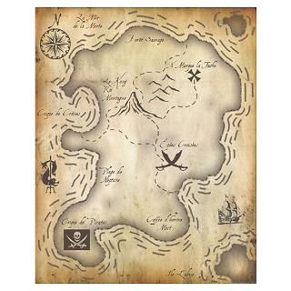 Wall Art  Posters  Pirate Map 16x20 Poster