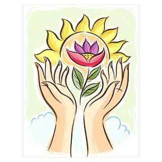 two hands holding lotus flower up to the