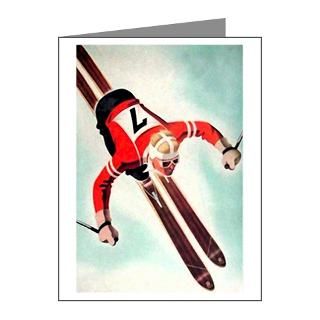  Alps Note Cards  Retro Ski Skier Skiing Note Cards (Pk of 10