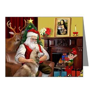  Dog Art Note Cards  Santas Red Husky Note Cards (Pk of 10