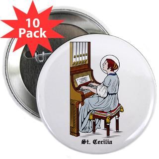 Bible Gifts  Bible Buttons  St. Cecilia 2.25 Button (10 pack)