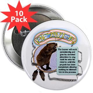 Gifts  Animals Buttons  BEAVER TOTEM 2.25 Button (10 pack