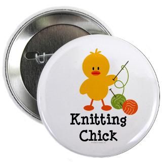 Craft Gifts  Arts And Craft Buttons  Knitting Chick 2.25 Button