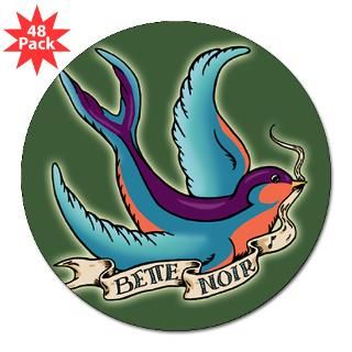 Bette Noir 3 Lapel Sticker Green Swallow (48 for $30.00