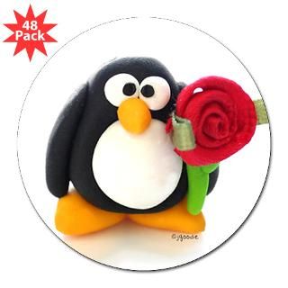 Clay Penguin with Rose 3 Lapel Sticker (48 pk)