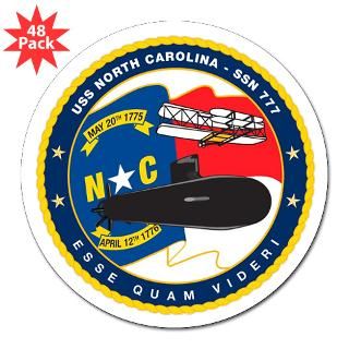SSN 777 North Carolina 3 Lapel Sticker 48 pk for $30.00