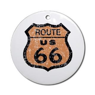 Retro Route 66 Road Sign Ornament (Round)  Vintage Look Route 66