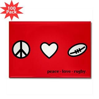 Peace Love Rugby Rectangle Magnet (100 pack) for $250.00