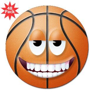 Basketball 2 Smiley Face 3 Lapel Sticker (48 pk)