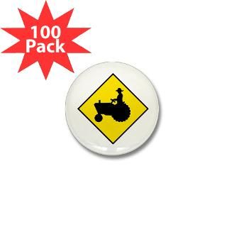 Tractor Crossing Sign   Mini Button (100 pack)