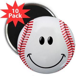 Baseball Smiley Face 2.25 Magnet (10 pack)