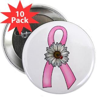 Pink Ribbon, Daisy & Ladybug 2.25 Button (10 pack