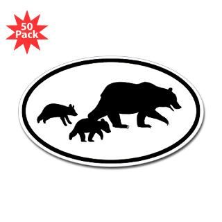 Grizzly Bear Family Oval Sticker (50 pk) for $140.00